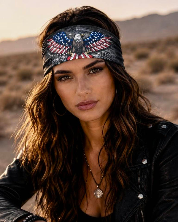 RAVEbandz The PRO - BLINGBANDZ- Wide Stretch Headband (Patriot)
