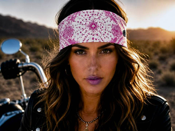 RAVEbandz The PRO - BLINGBANDZ- Wide Stretch Headband (Pink Bandana)