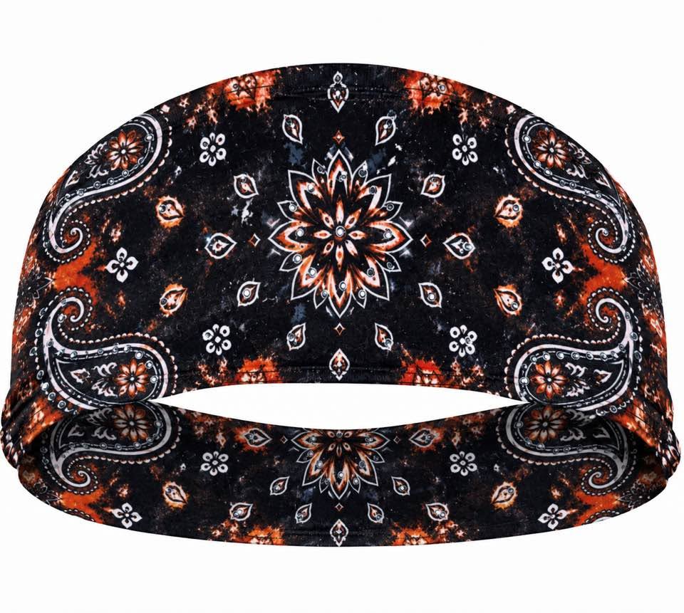 RAVEbandz The Pro - Wide Stretch Headband  (Rebel - Orange / Black)