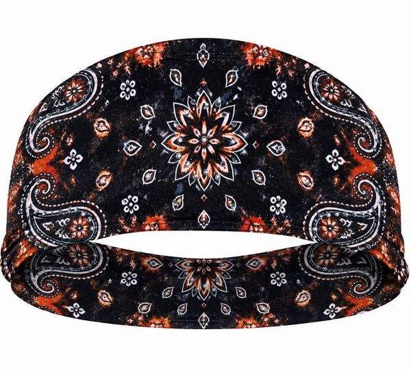 RAVEbandz The Pro - Wide Stretch Headband  (Rebel - Orange / Black)