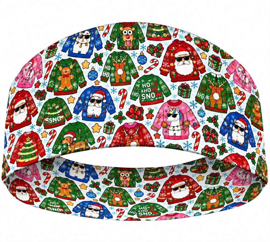 RAVEbandz The Pro - Wide Stretch Headband  (Ugly Sweaters)