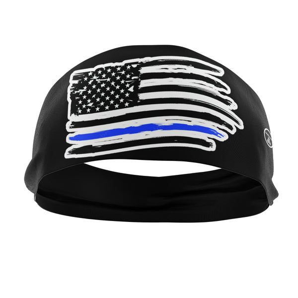 RAVEbandz The Pro - Wide Stretch Headband (Blue Line)