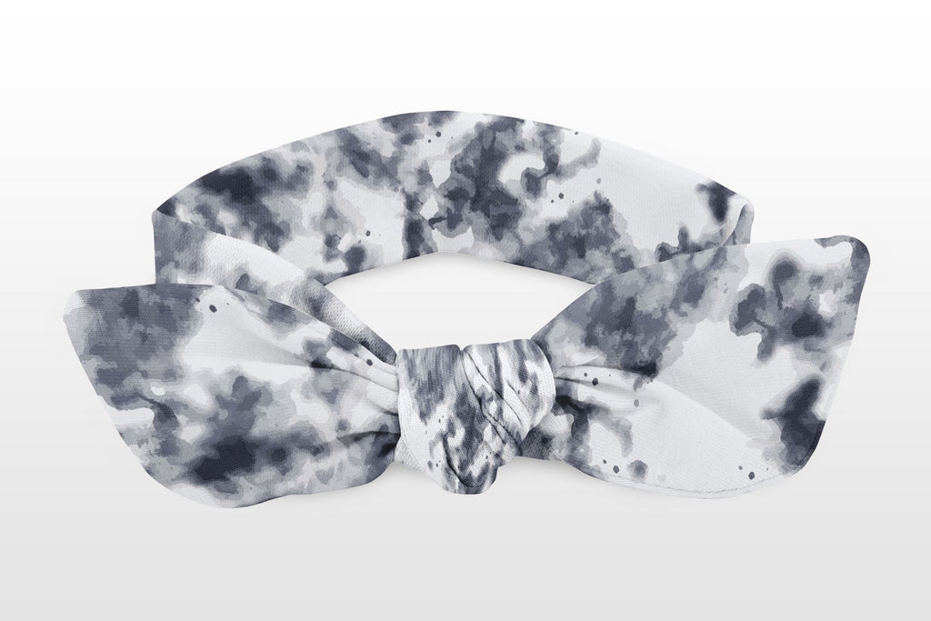 RAVEbandz - Adjustable Bow Knot Headband ADULT SIZE (Grey White Tie Dye)