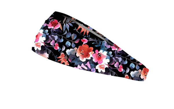 RAVEbandz The Pro - Wide Stretch Headband (Botanicals- Black)