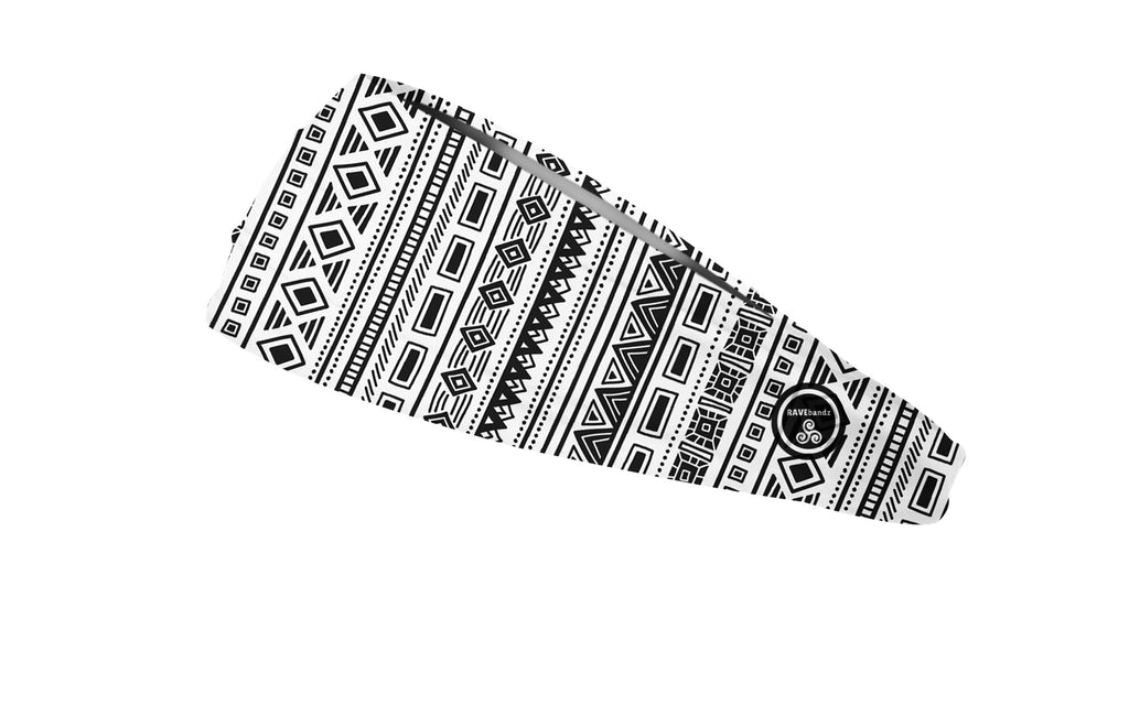 RAVEbandz The Pro - Wide Stretch Headband (Black & White Tribal)