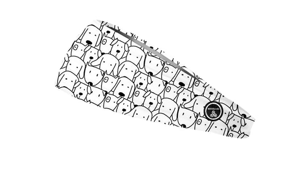 RAVEbandz The Pro - Wide Stretch Headband (Dog Face Doodles)