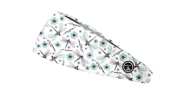 RAVEbandz The Pro - Wide Stretch Headband (Dragonflies & Flowers)