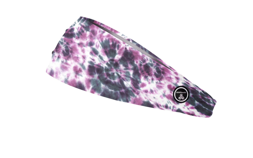 RAVEbandz The Pro - Wide Stretch Headband (Pink Grey Tie Dye)