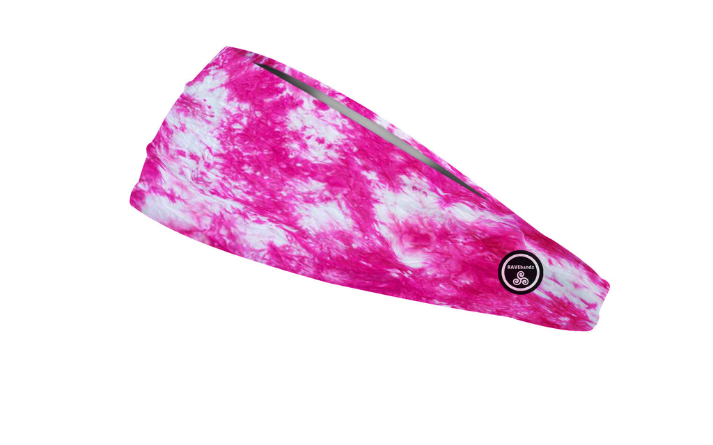RAVEbandz The Pro - Wide Stretch Headband (Pink Tie Dye)