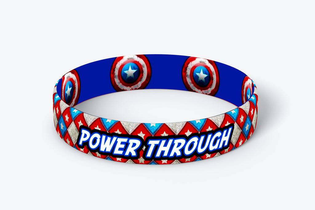 Daily Reminder Motivational Wristbands - Power Through - Captain America