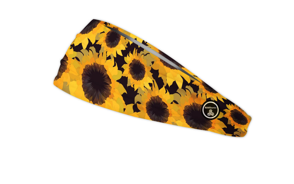 RAVEbandz The Pro - Wide Stretch Headband (Sunflowers)